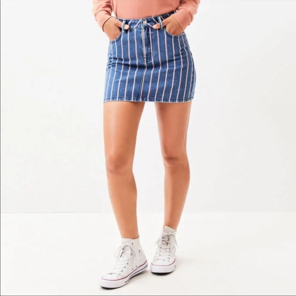 NWOT PACSUN red white and blue denim striped skirt size 24 / XS new without tags